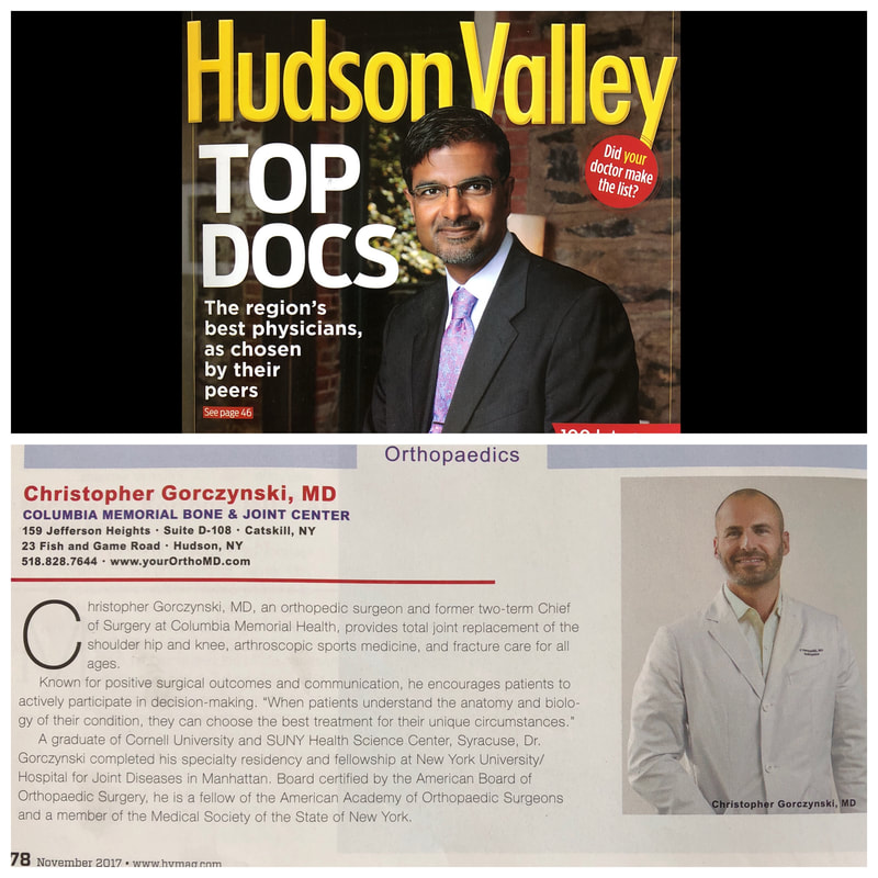 Dr. Gorczynski selected as top orthopedic surgeon in Hudson Valley 2017